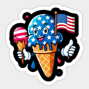 Ice Cream 4th Of July Cool Dessert Patriotic Kids Toddler Sticker